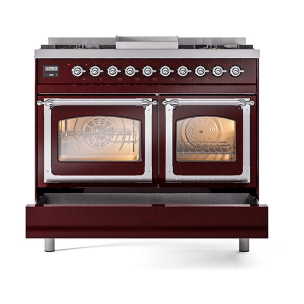 ILVE_UND40FNMPBUC_Nostalgie_II_40"_Dual_Fuel_Range_drawer_opened