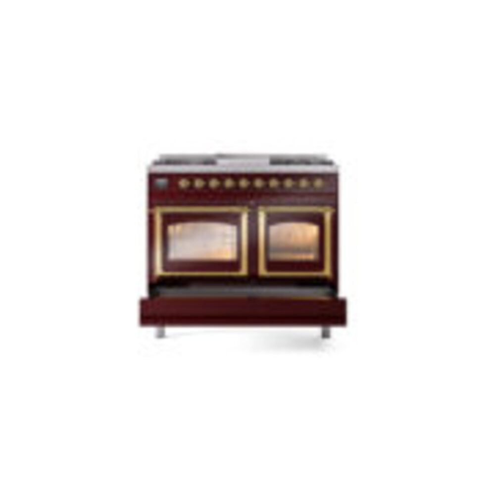 ILVE_UND40FNMPBUGLP_Nostalgie_II_40"_Dual_Fuel_Range_drawer_opened