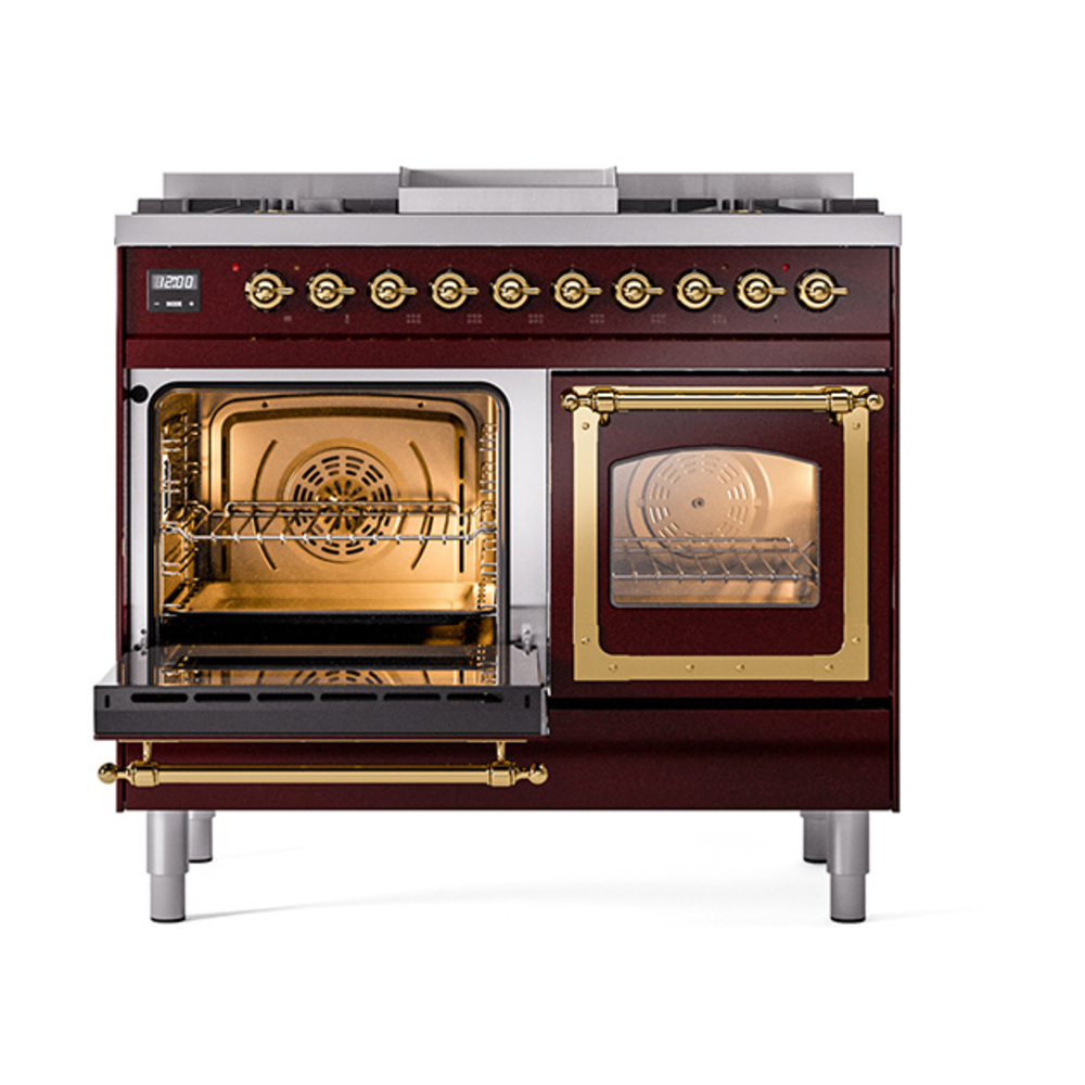 ILVE_UND40FNMPBUG_Nostalgie_II_40"_Dual_Fuel_Range_main_oven_door_opened