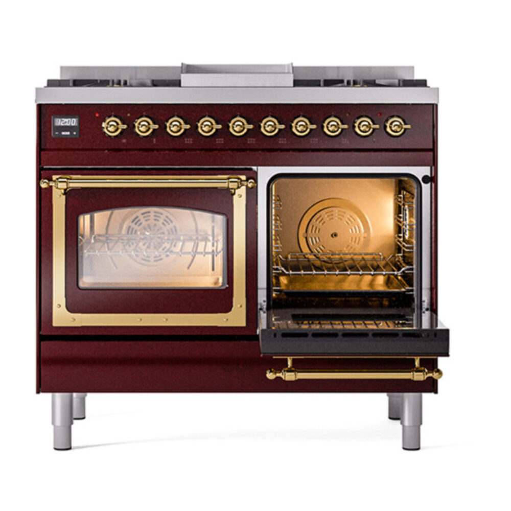ILVE_UND40FNMPBUG_Nostalgie_II_40"_Dual_Fuel_Range_side_oven_door_opened