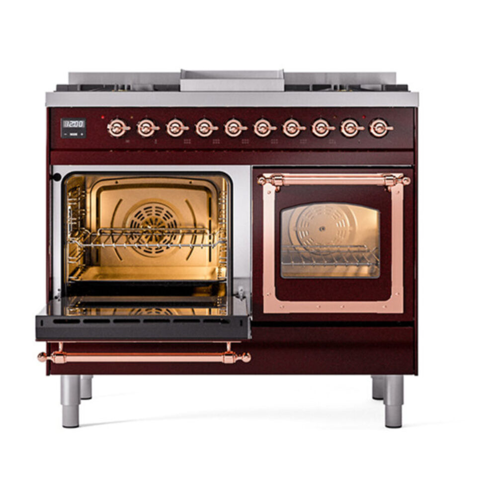 ILVE_UND40FNMPBUP_Nostalgie_II_40"_Dual_Fuel_Range_main_oven_door_opened