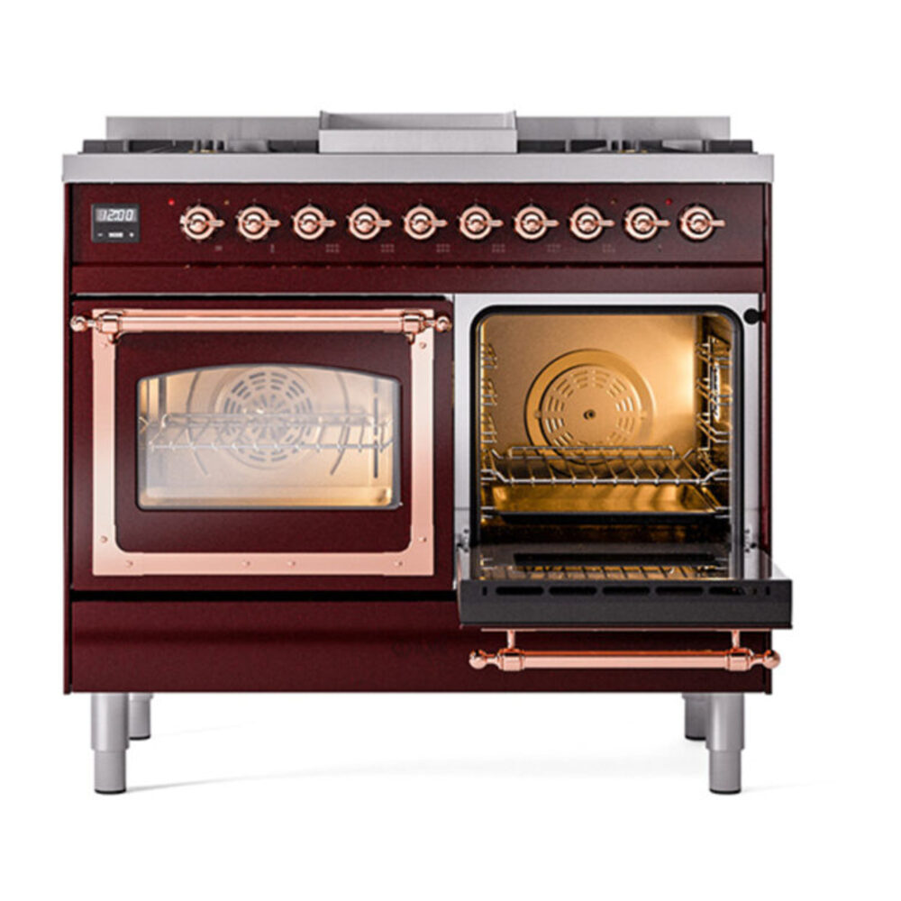 ILVE_UND40FNMPBUP_Nostalgie_II_40"_Dual_Fuel_Range_side_oven_door_opened