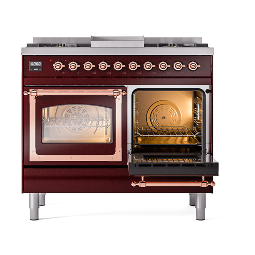 ILVE_UND40FNMPBUP_Nostalgie_II_40"_Dual_Fuel_Range_side_oven_door_opened