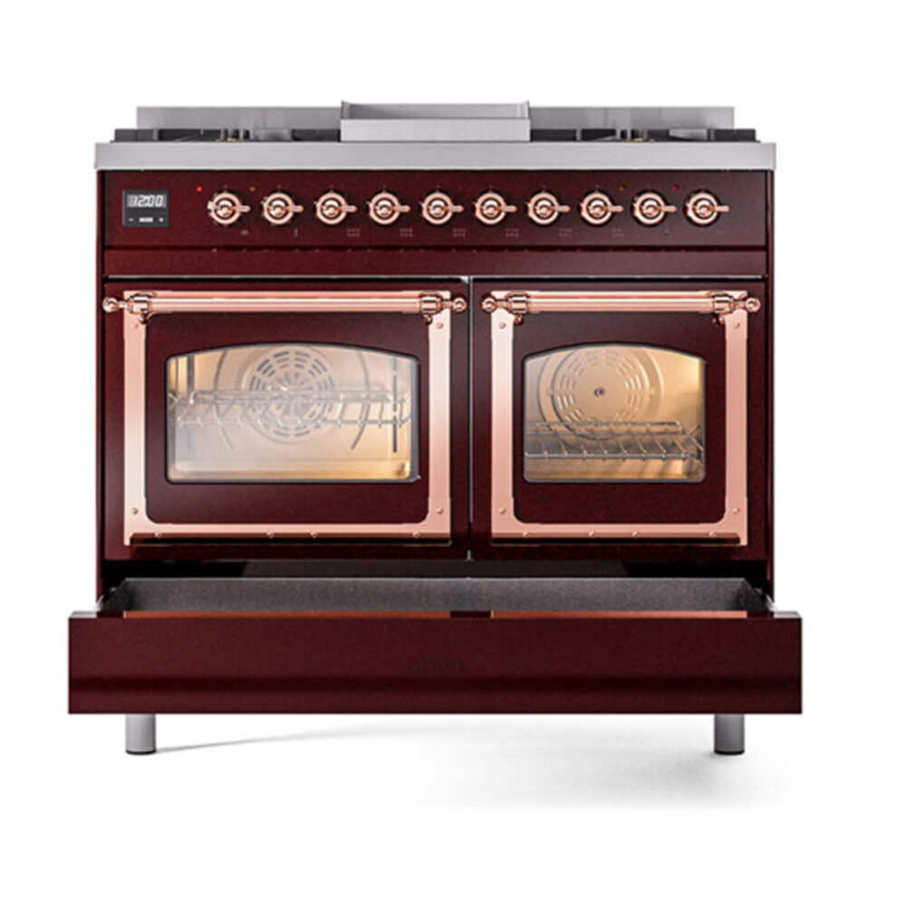 ILVE_UND40FNMPBUP_Nostalgie_II_40"_Dual_Fuel_Range_drawer_opened