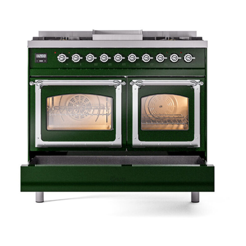 ILVE_UND40FNMPEGCLP_Nostalgie_II_40"_Dual_Fuel_Range_drawer_opened