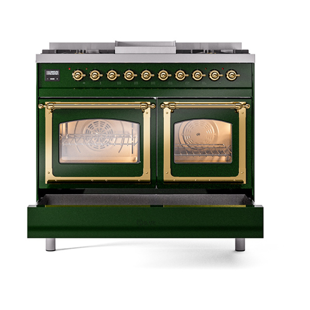 ILVE_UND40FNMPEGG_Nostalgie_II_40"_Dual_Fuel_Range_drawer_opened