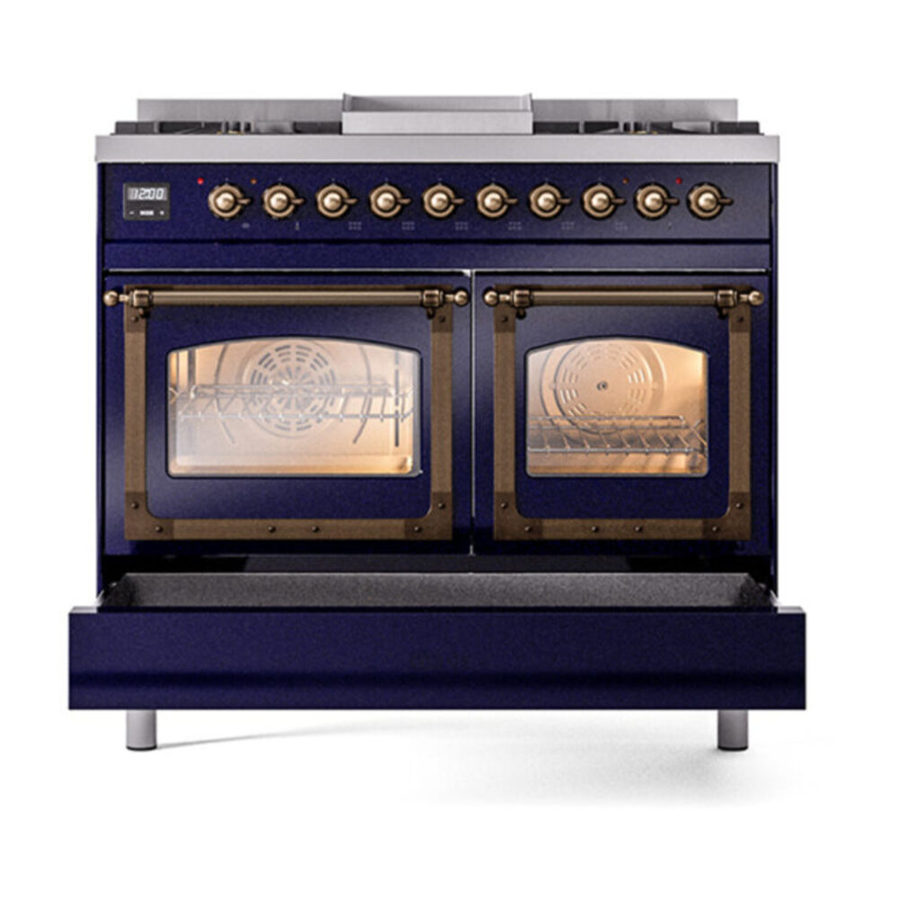 ILVE_UND40FNMPMBB_Nostalgie_II_40"_Dual_Fuel_Range_drawer_opened