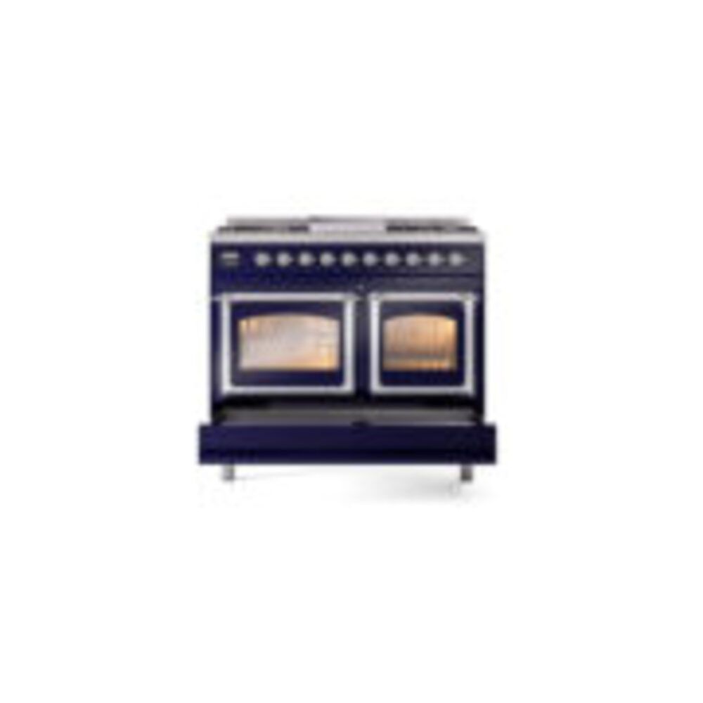 ILVE_UND40FNMPMBCLP_Nostalgie_II_40"_Dual_Fuel_Range_drawer_opened