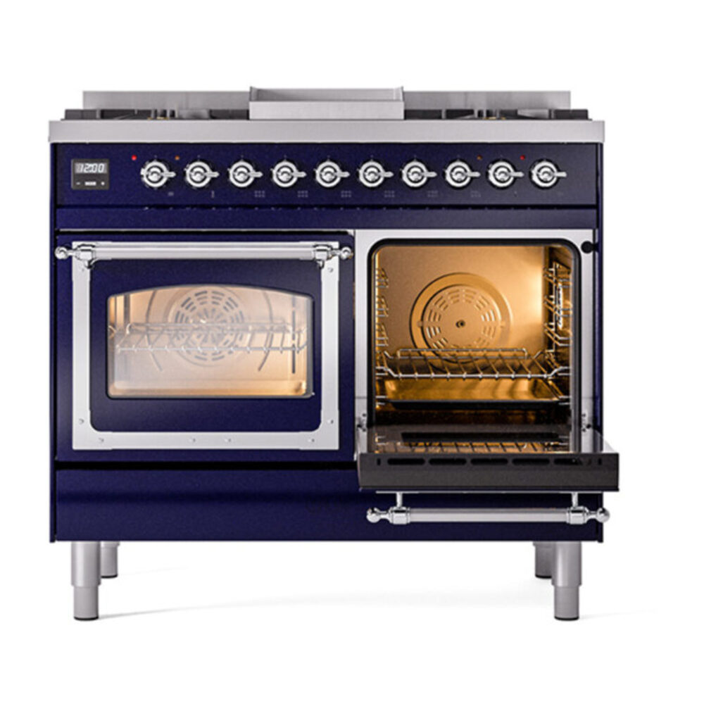 ILVE_UND40FNMPMBC_Nostalgie_II_40"_Dual_Fuel_Range_side_oven_door_opened
