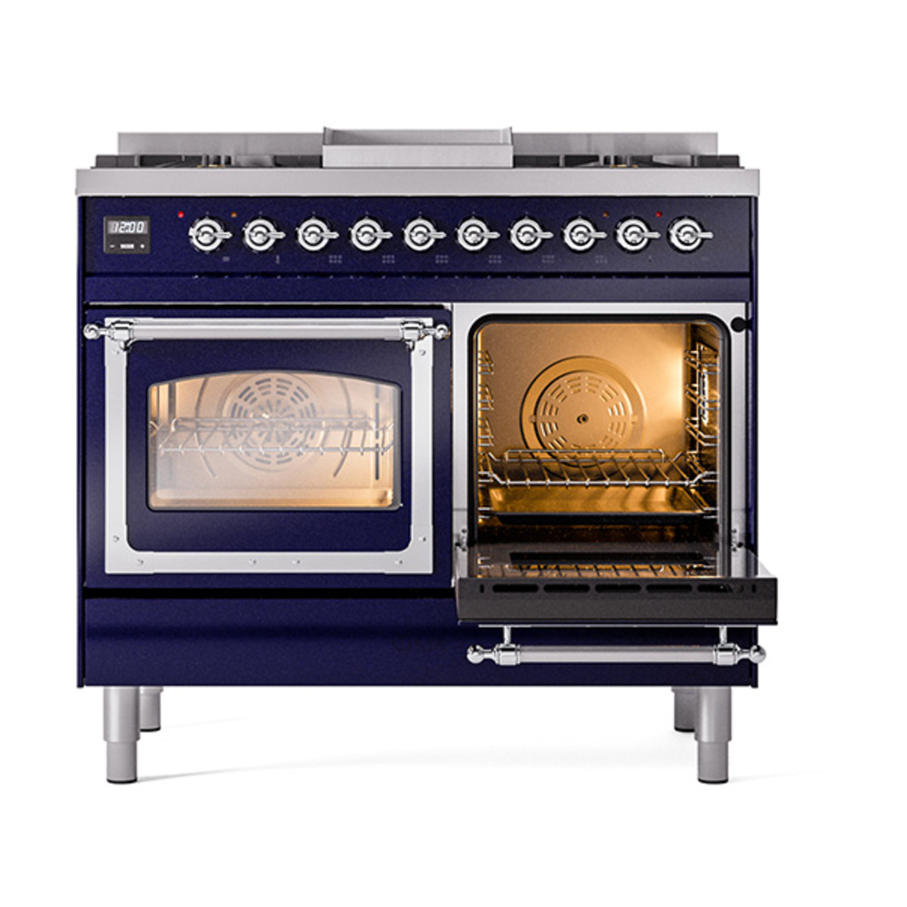 ILVE_UND40FNMPMBC_Nostalgie_II_40"_Dual_Fuel_Range_side_oven_door_opened