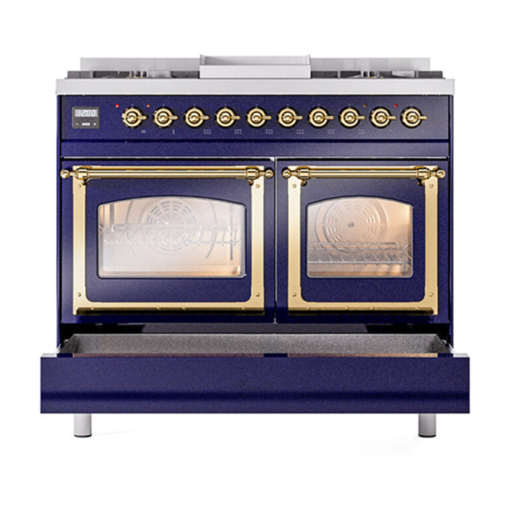 ILVE_UND40FNMPMBG_Nostalgie_II_40"_Dual_Fuel_Range_drawer_opened
