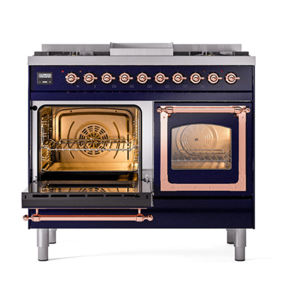 ILVE_UND40FNMPMBPLP_Nostalgie_II_40"_Dual_Fuel_Range_main_oven_door_opened
