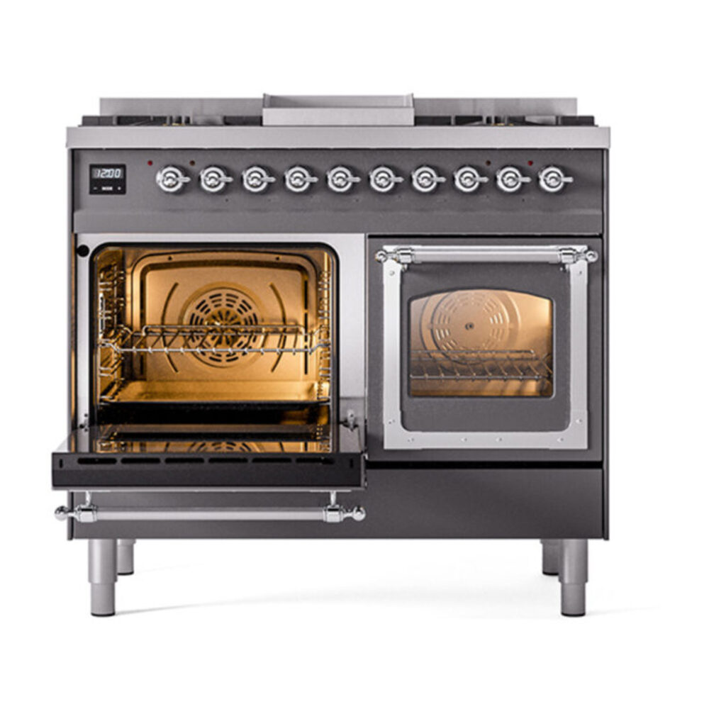 ILVE_UND40FNMPMGCLP_Nostalgie_II_40"_Dual_Fuel_Range_main_oven_door_opened