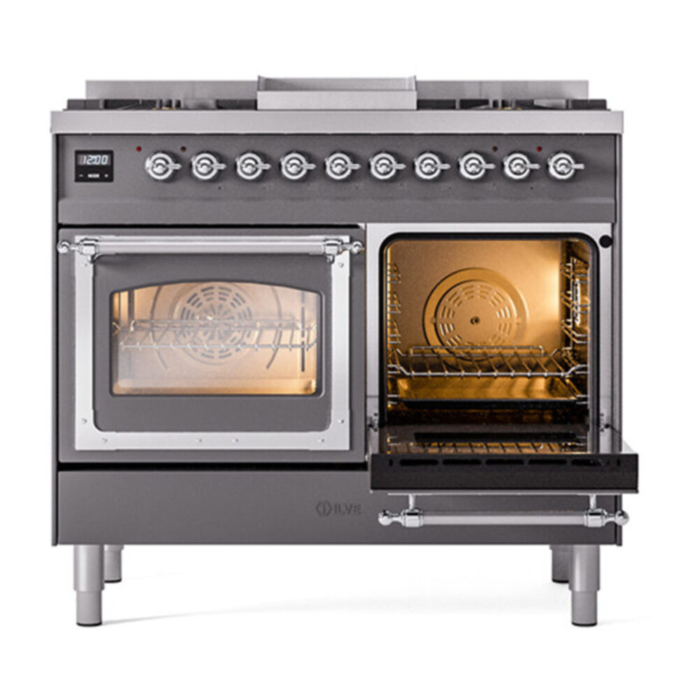 ILVE_UND40FNMPMGCLP_Nostalgie_II_40"_Dual_Fuel_Range_side_oven_door_opened