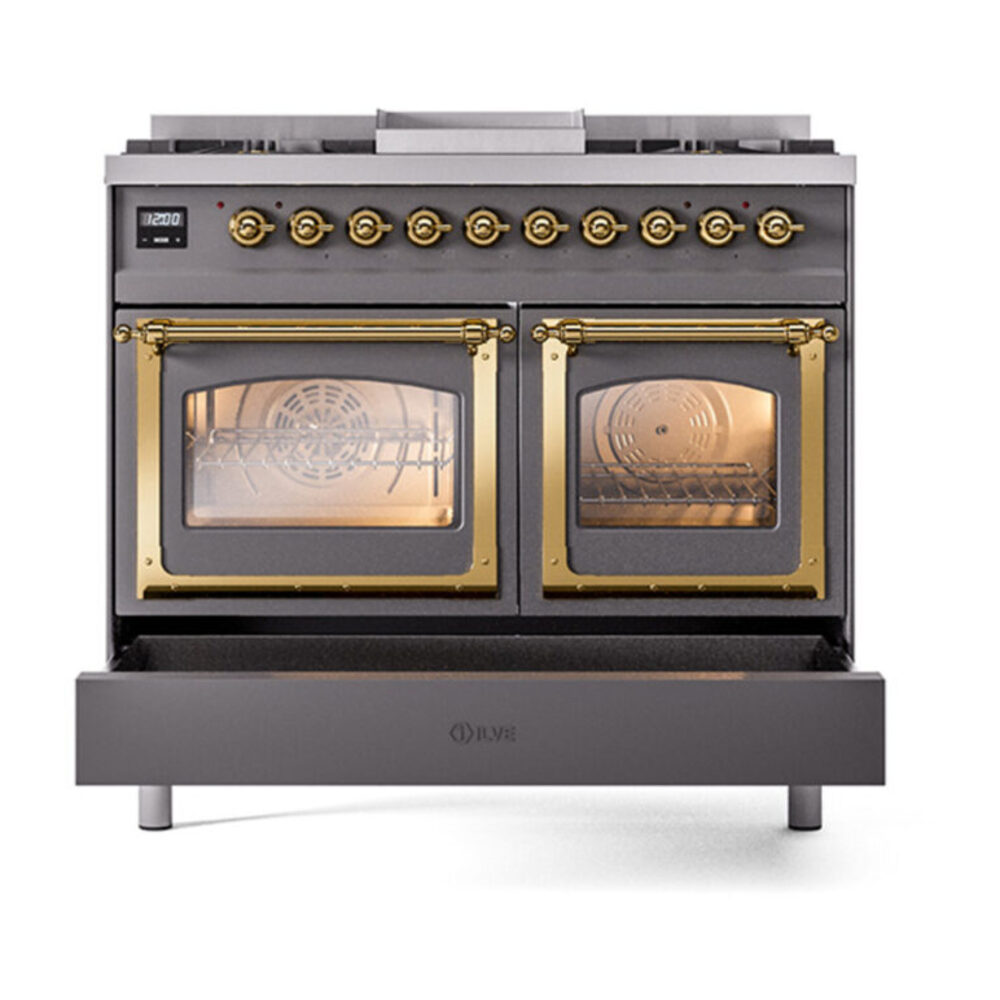 ILVE_UND40FNMPMGGLP_Nostalgie_II_40"_Dual_Fuel_Range_drawer_opened