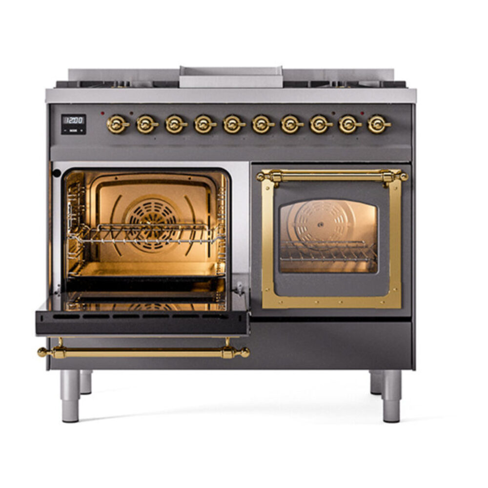 ILVE_UND40FNMPMGG_Nostalgie_II_40"_Dual_Fuel_Range_main_oven_door_opened