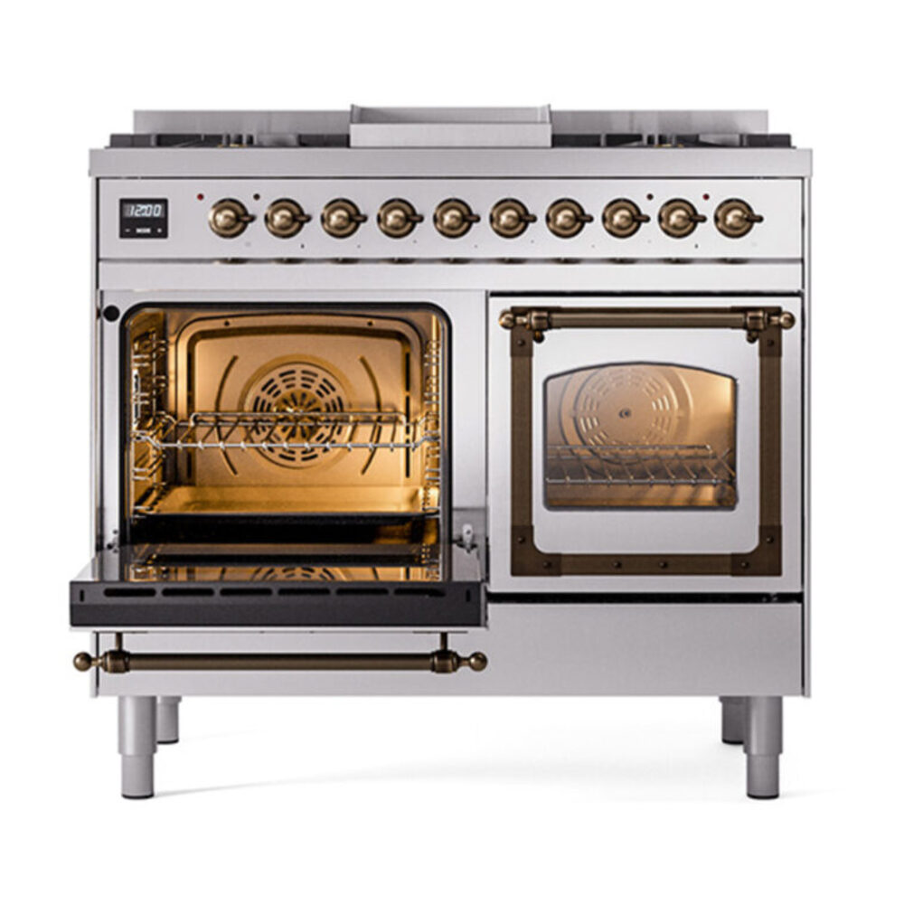 ILVE_UND40FNMPSSB_Nostalgie_II_40"_Dual_Fuel_Range_main_oven_door_opened