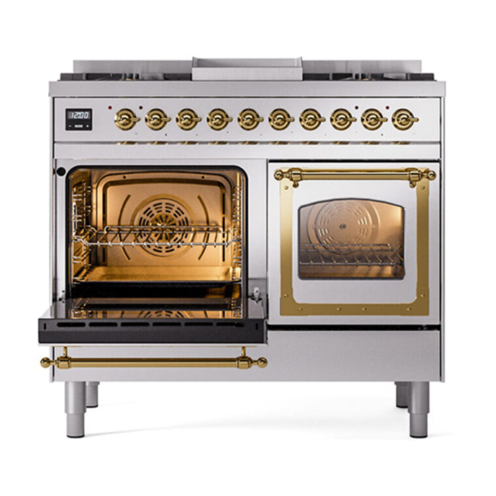ILVE_UND40FNMPSSG_Nostalgie_II_40"_Dual_Fuel_Range_main_oven_door_opened