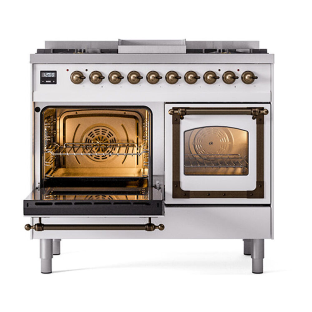 ILVE_UND40FNMPWHB_Nostalgie_II_40"_Dual_Fuel_Range_main_oven_door_opened
