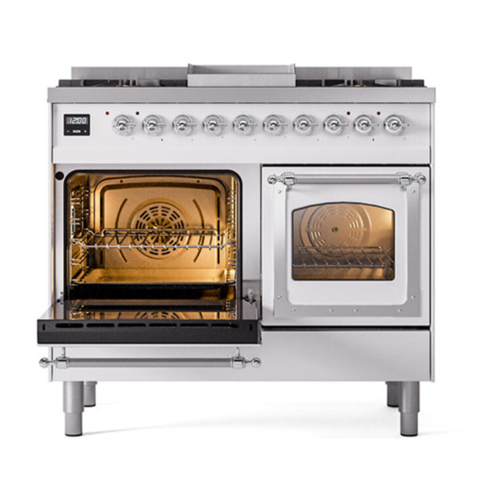ILVE_UND40FNMPWHC_Nostalgie_II_40"_Dual_Fuel_Range_main_oven_door_opened