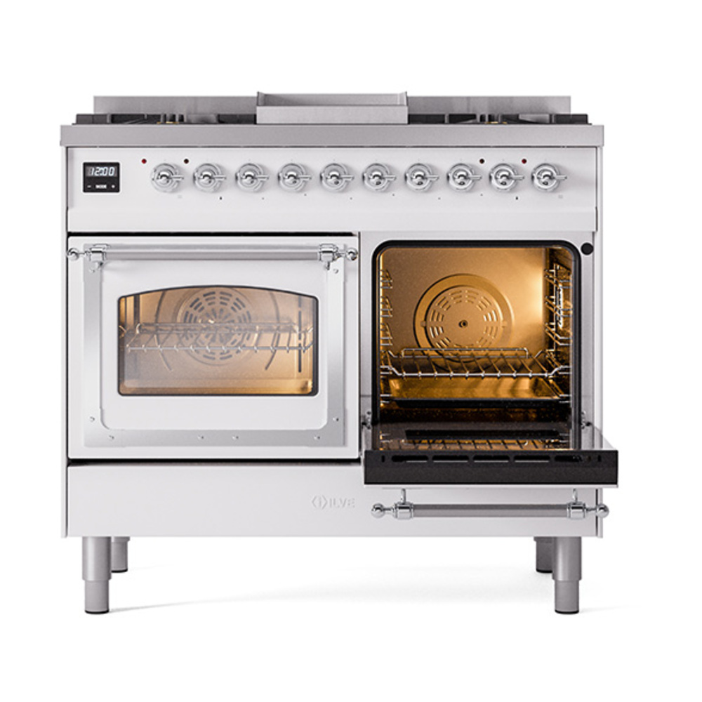 ILVE_UND40FNMPWHC_Nostalgie_II_40"_Dual_Fuel_Range_side_oven_door_opened