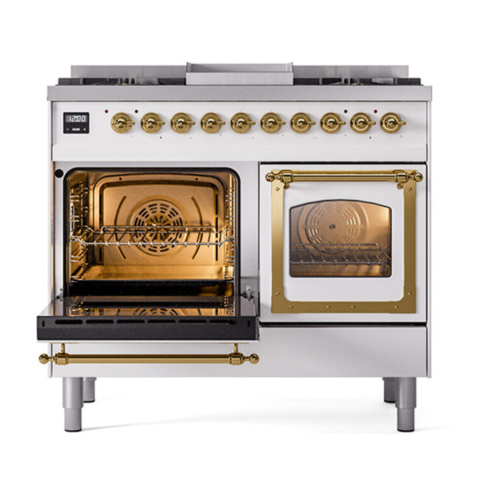 ILVE_UND40FNMPWHGLP_Nostalgie_II_40"_Dual_Fuel_Range_main_oven_door_opened