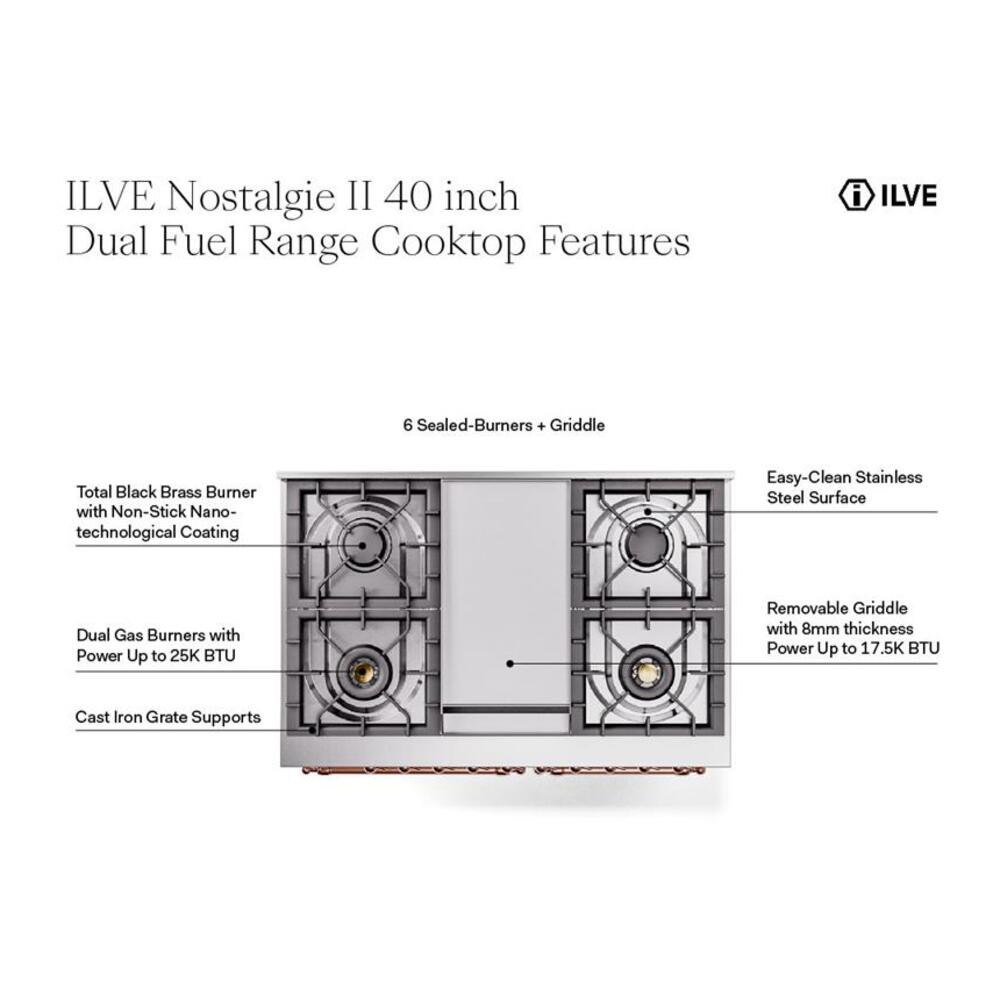 ILVE UND40FNMP Nostalgie II Noblesse 40 inch Dual Fuel Range with 6 Burners