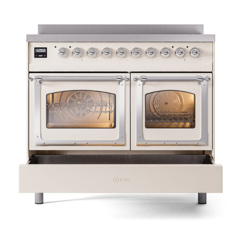 ILVE_UNDI406NMPAWC_Nostalgie_II_60"_Dual_Fuel_Range_drawer_opened
