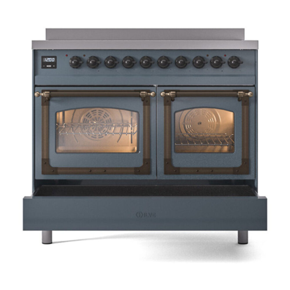 ILVE_UNDI406NMPBGB_Nostalgie_II_60"_Dual_Fuel_Range_drawer_opened