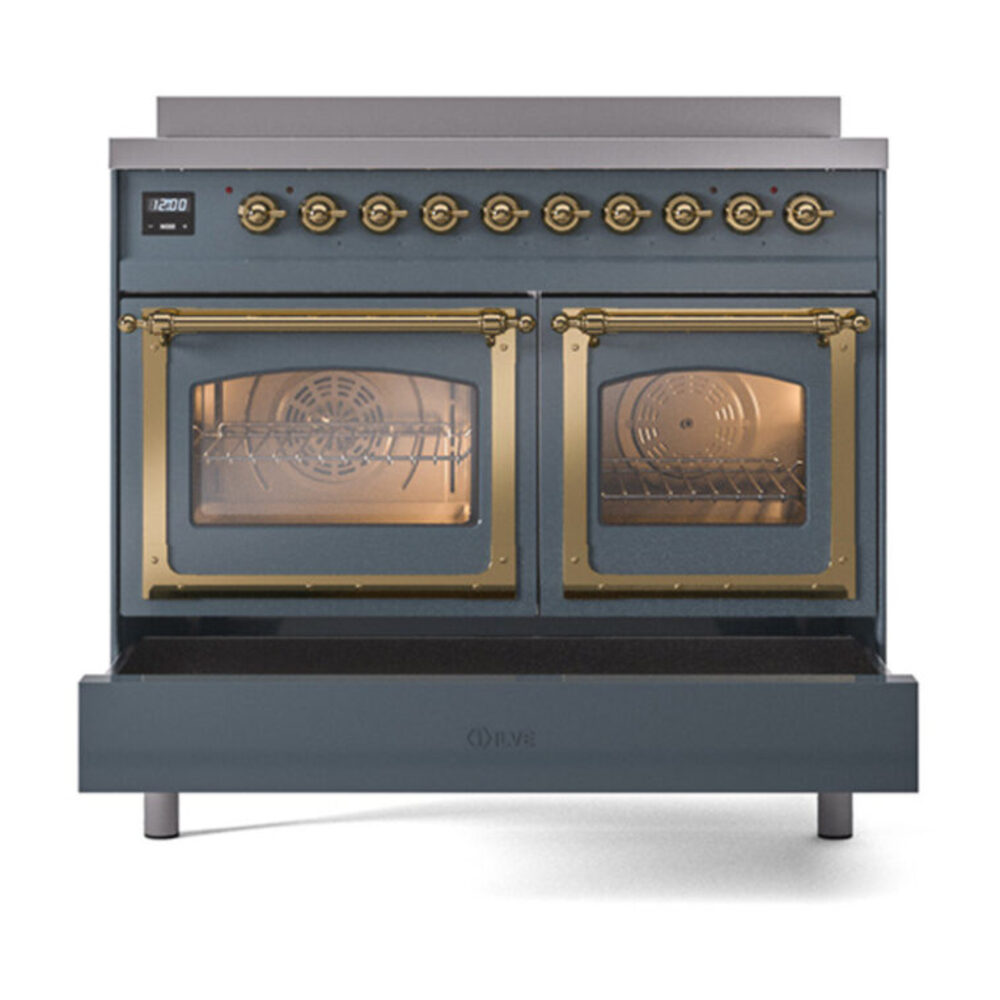 ILVE_UNDI406NMPBGG_Nostalgie_II_60"_Dual_Fuel_Range_drawer_opened