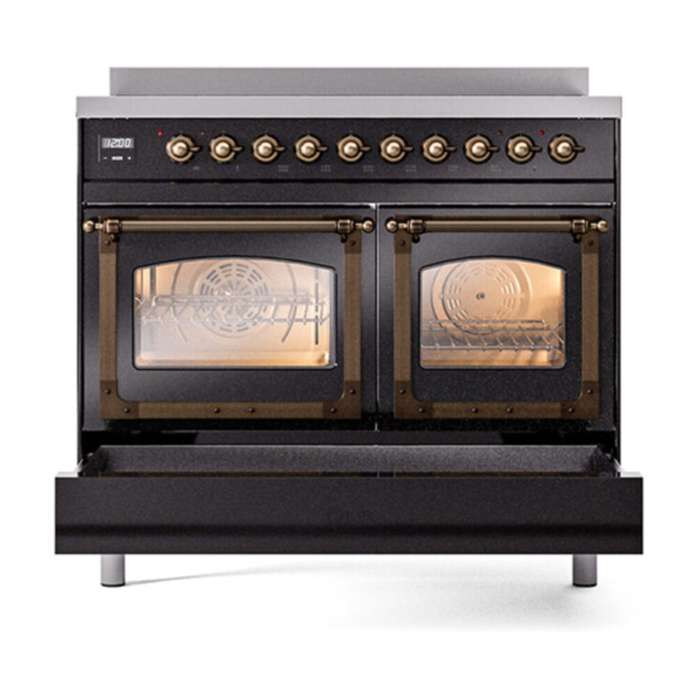ILVE_UNDI406NMPBKB_Nostalgie_II_60"_Dual_Fuel_Range_drawer_opened