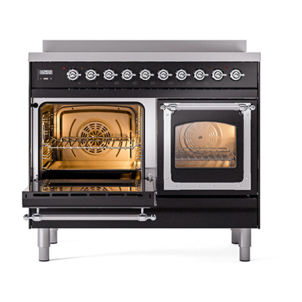 ILVE_UNDI406NMPBKC_Nostalgie_II_60"_Dual_Fuel_Range_main_oven_door_opened
