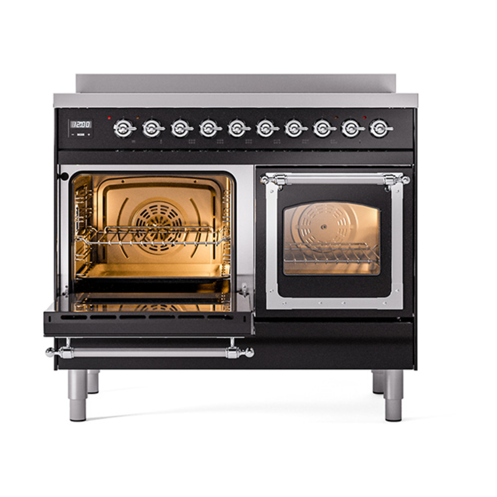ILVE_UNDI406NMPBKC_Nostalgie_II_60"_Dual_Fuel_Range_main_oven_door_opened