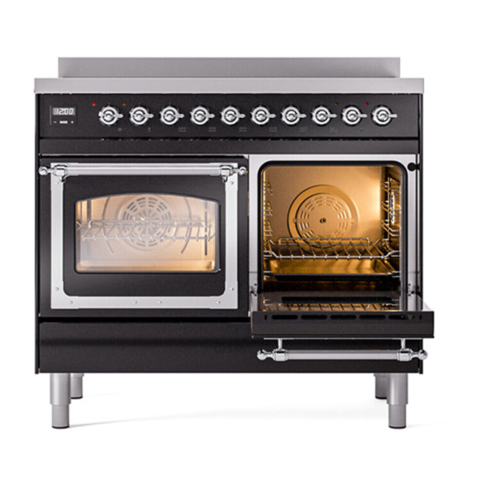 ILVE_UNDI406NMPBKC_Nostalgie_II_60"_Dual_Fuel_Range_side_oven_door_opened