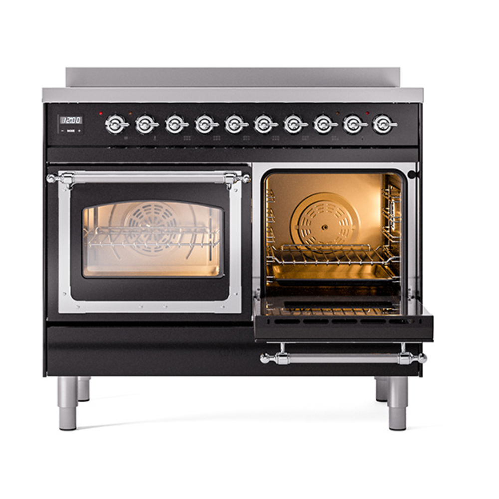 ILVE_UNDI406NMPBKC_Nostalgie_II_60"_Dual_Fuel_Range_side_oven_door_opened