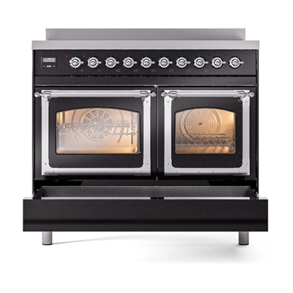 ILVE_UNDI406NMPBKC_Nostalgie_II_60"_Dual_Fuel_Range_drawer_opened