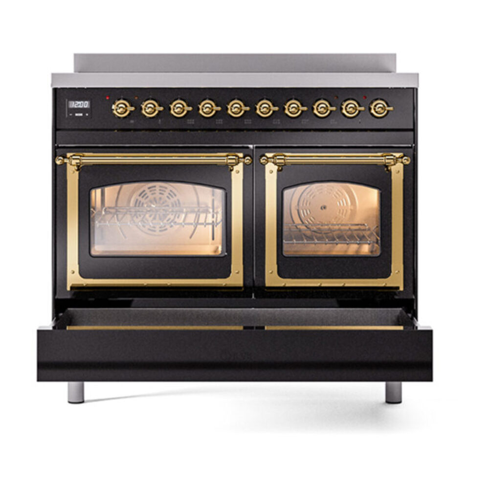 ILVE_UNDI406NMPBKG_Nostalgie_II_60"_Dual_Fuel_Range_drawer_opened