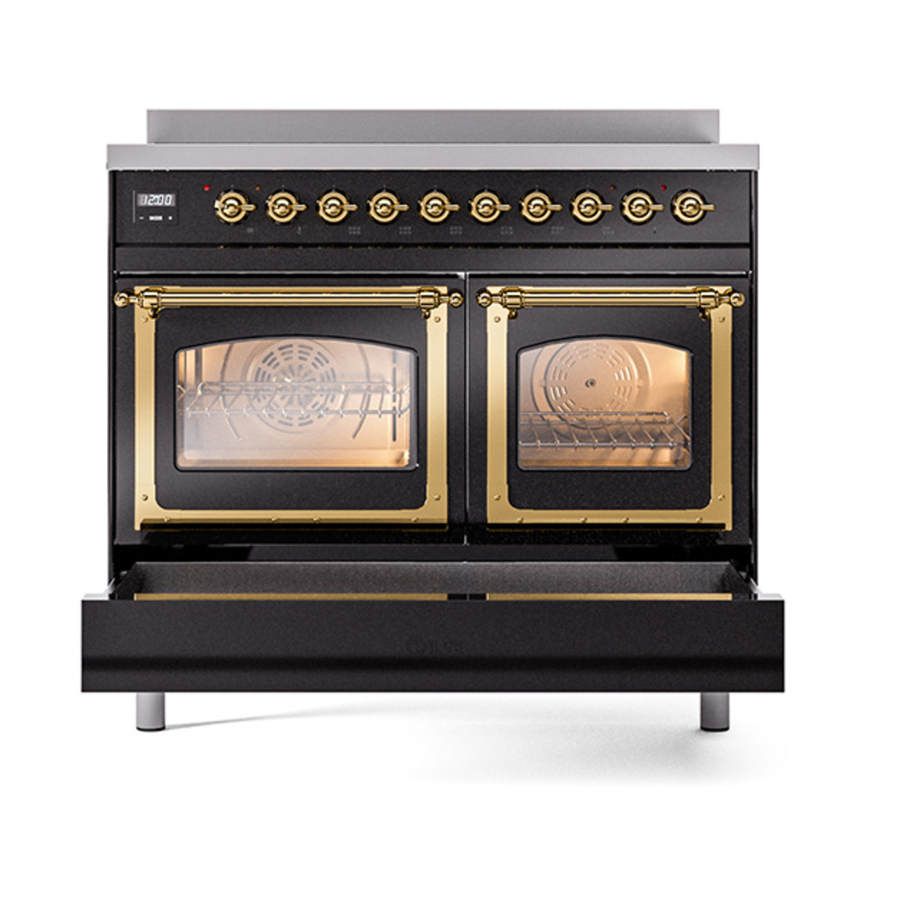 ILVE_UNDI406NMPBKG_Nostalgie_II_60"_Dual_Fuel_Range_drawer_opened