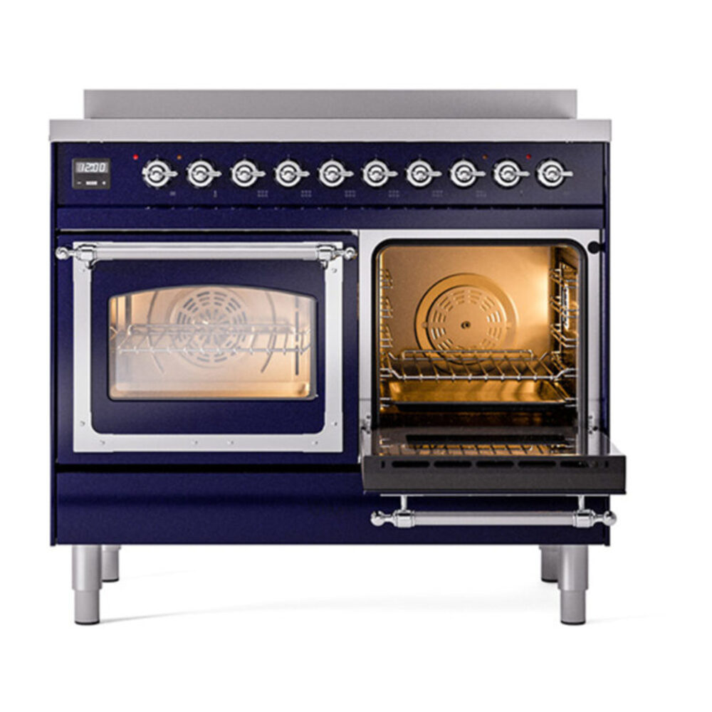 ILVE_UNDI406NMPMBC_Nostalgie_II_60"_Dual_Fuel_Range_side_oven_door_opened