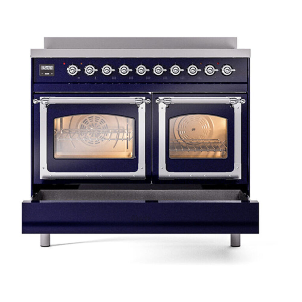ILVE_UNDI406NMPMBC_Nostalgie_II_60"_Dual_Fuel_Range_drawer_opened