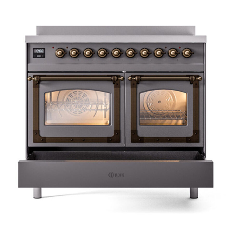ILVE_UNDI406NMPMGB_Nostalgie_II_60"_Dual_Fuel_Range_drawer_opened