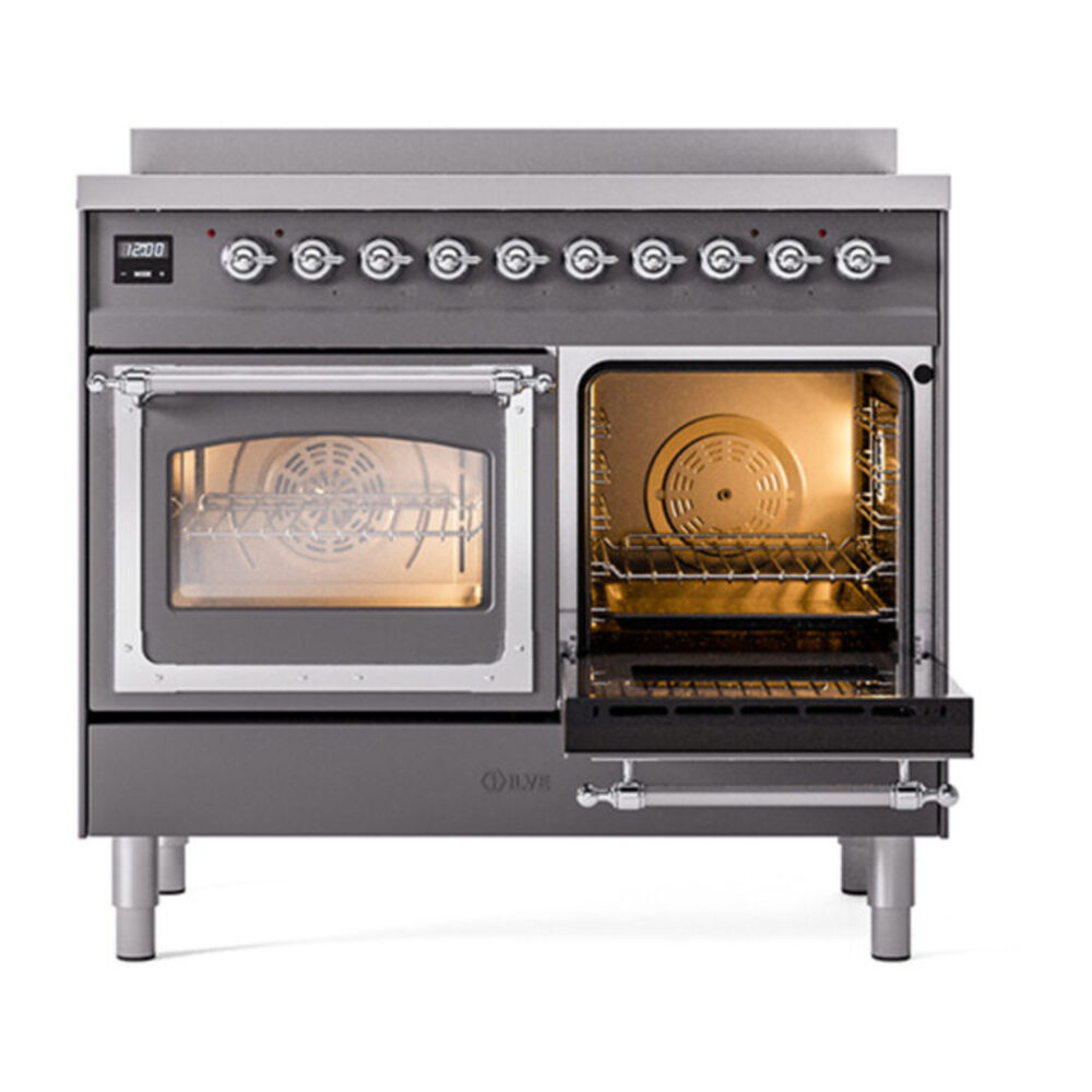 ILVE_UNDI406NMPMGC_Nostalgie_II_60"_Dual_Fuel_Range_side_oven_door_opened