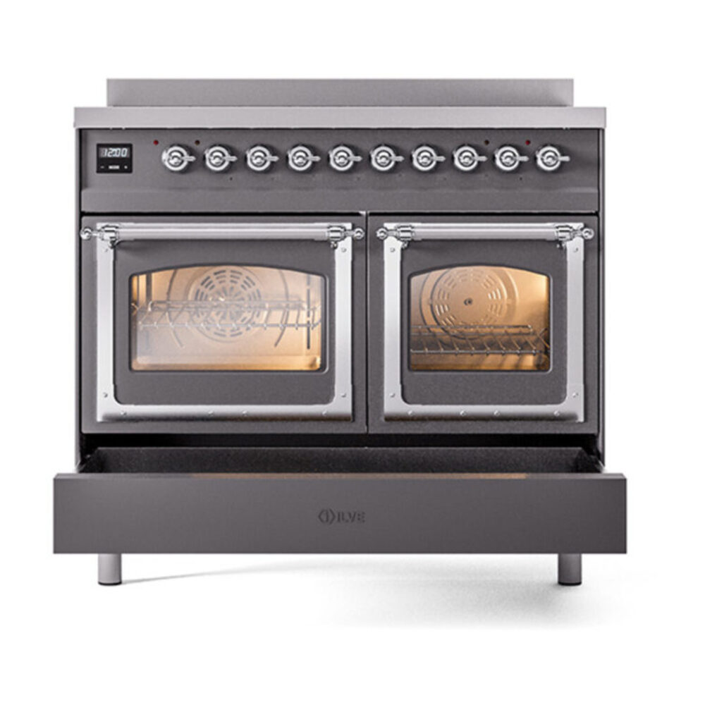 ILVE_UNDI406NMPMGC_Nostalgie_II_60"_Dual_Fuel_Range_drawer_opened