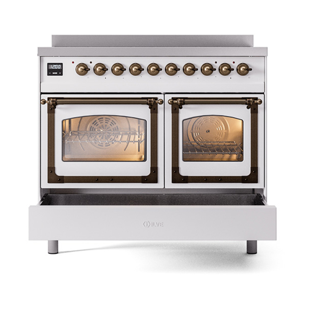 ILVE_UNDI406NMPWHB_Nostalgie_II_60"_Dual_Fuel_Range_drawer_opened