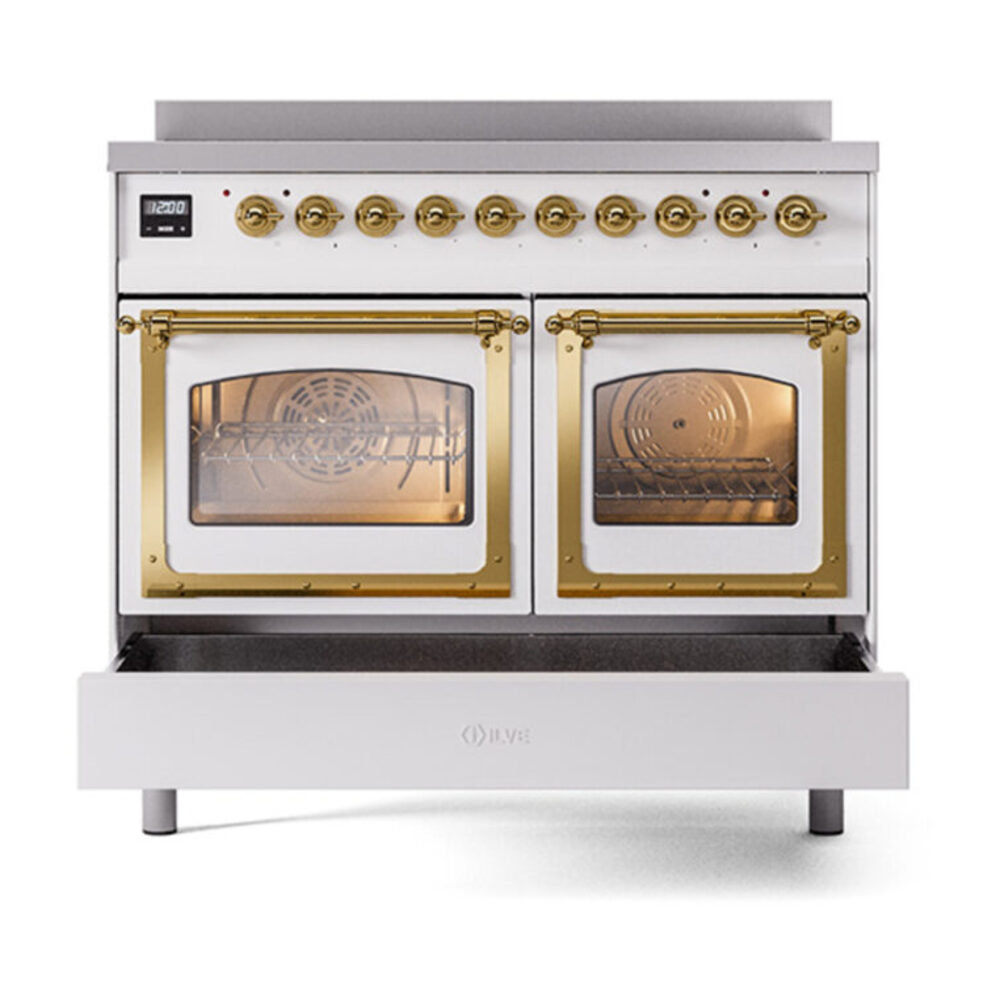 ILVE_UNDI406NMPWHG_Nostalgie_II_60"_Dual_Fuel_Range_drawer_opened