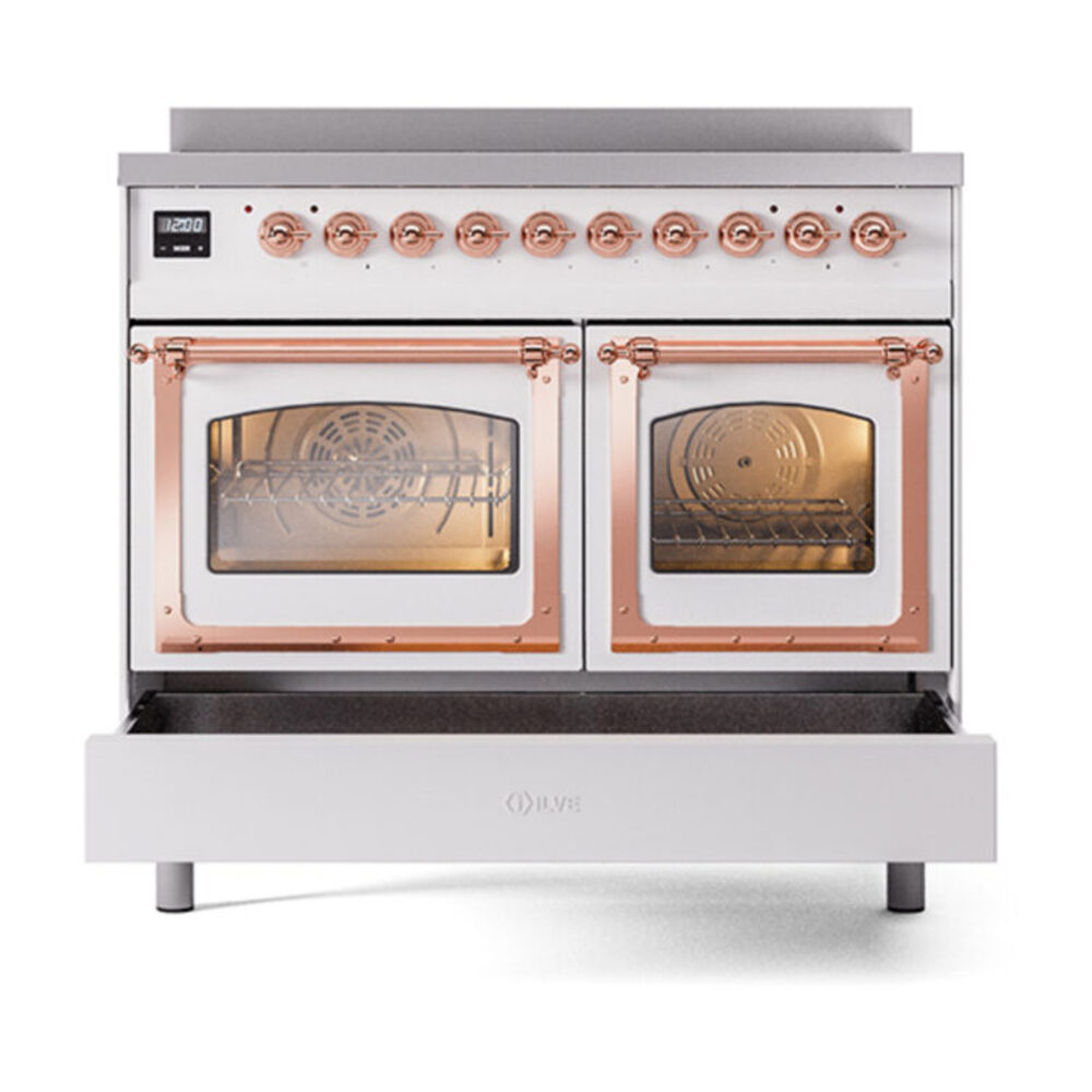 ILVE_UNDI406NMPWHP_Nostalgie_II_60"_Dual_Fuel_Range_drawer_opened