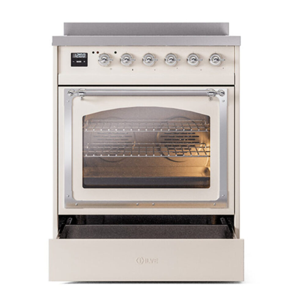ILVE_UNI304NMPAWC_Nostalgie_II_30"_Induction_Range_drawer_opened