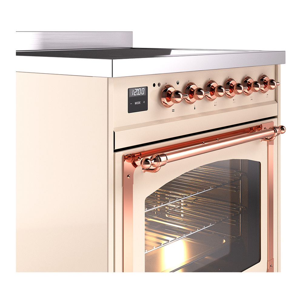 ILVE UNI304NMPAWP Nostalgie II Noblesse 30 inch Induction Range with 4 Elements (Triple Glass Door, Antique White, Copper) 5 ILVE_UNI304NMPAWP_Nostalgie_II_30"_Induction_Range_details