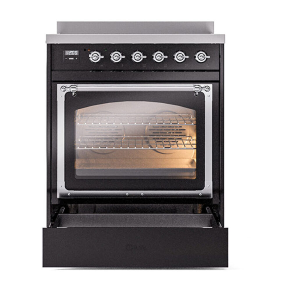 ILVE_UNI304NMPBKC_Nostalgie_II_30"_Induction_Range_drawer_opened
