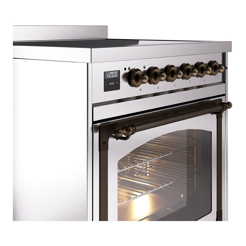 ILVE UNI304NMPSSB Nostalgie II Noblesse 30 inch Induction Range with 4 Elements (Triple Glass Door, Stainless Steel, Burnished) 5 ILVE_UNI304NMPSSB_Nostalgie_II_30"_Induction_Range_details